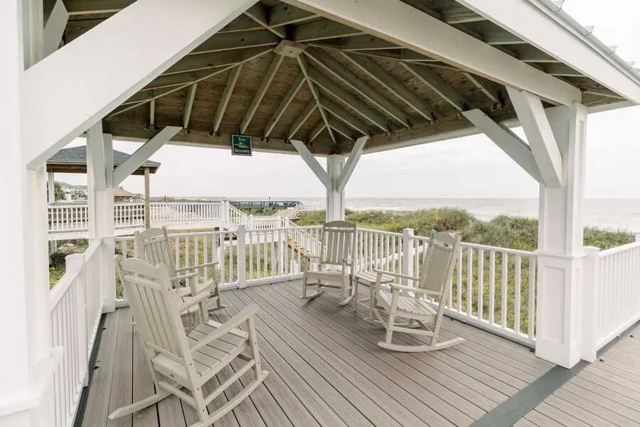 Oceanfront gazebo with rocking chairs