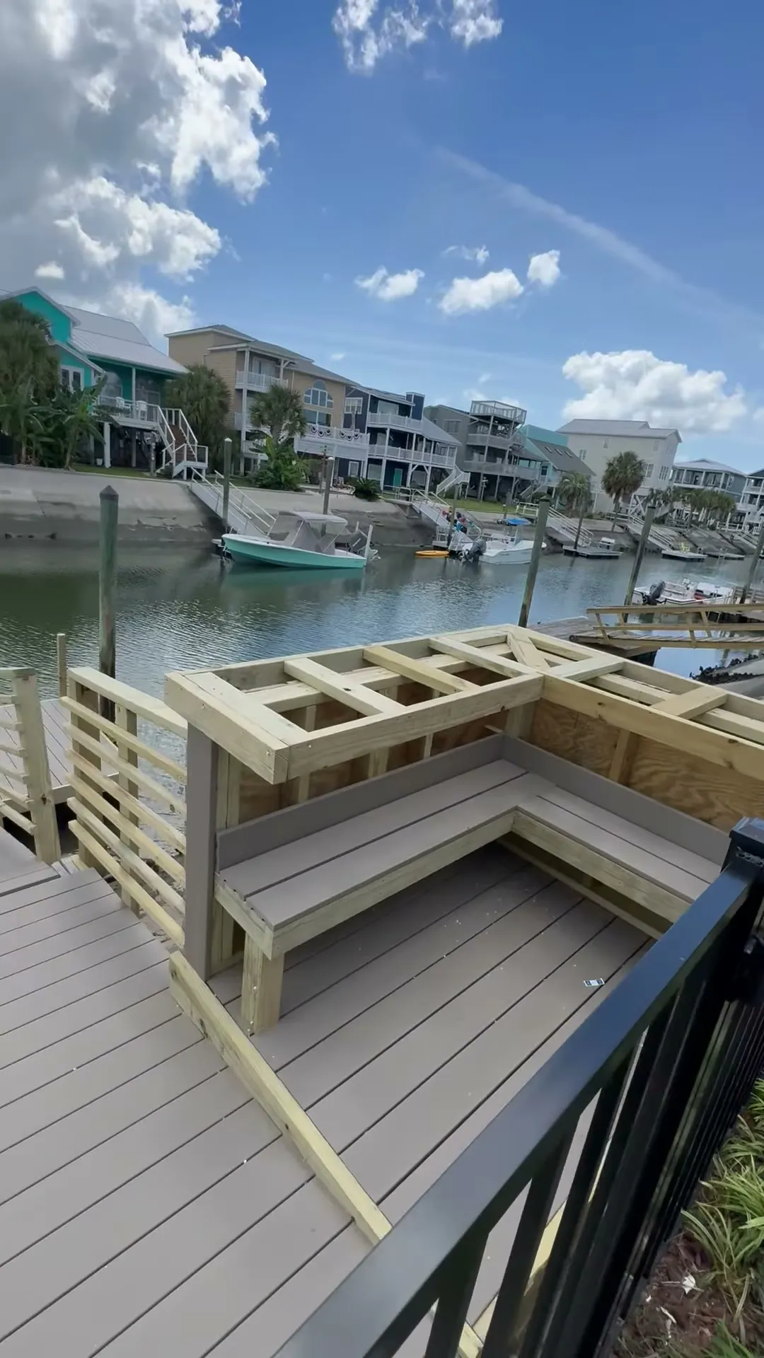 Dock re-decking with new framing and fish-cleaning table